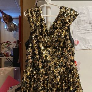 Gold and black sequin dress